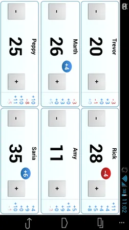 Screenshot of KeepScore's main score-keeping view with scores for various players