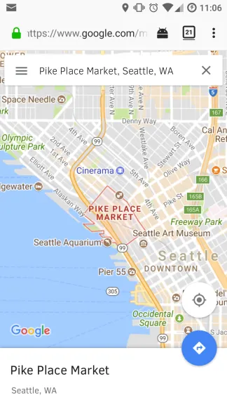 Screenshot of Google Maps running in Firefox