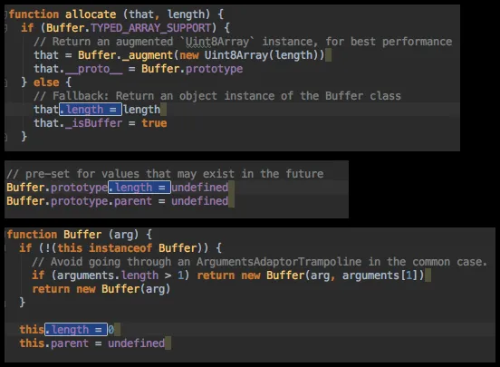 searching the code for instances of "length"