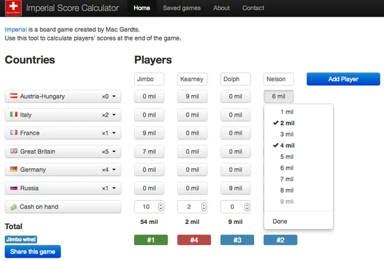 Imperial Score Calculator desktop-sized screenshot