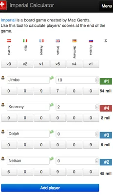 Imperial Score Calculator mobile-sized screenshot