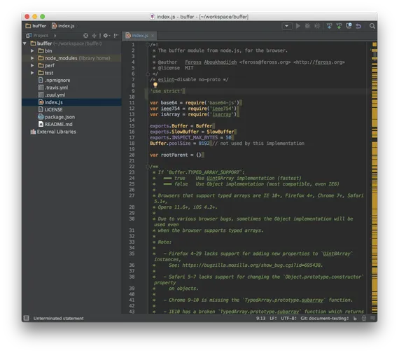 adding "use strict" to index.js
