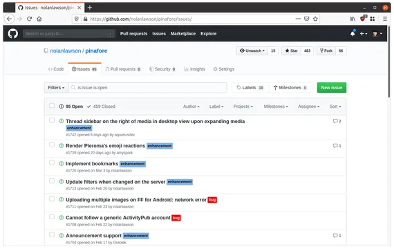 Screenshot of GitHub rendered in Liberation Sans