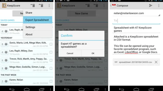 The "Export Spreadsheet" feature.
