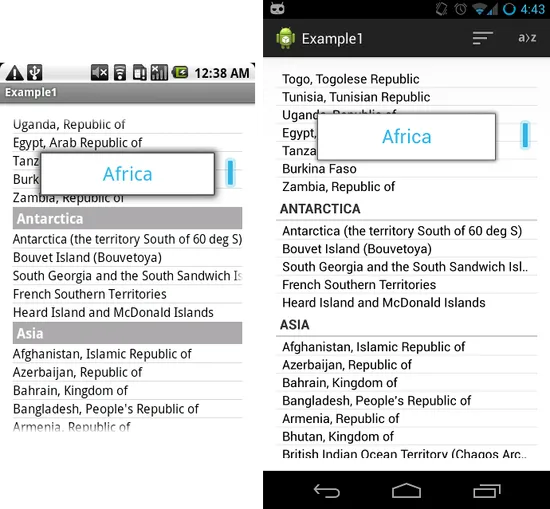 SuperSaiyanScrollView on HTC Magic (Eclair) and Galaxy Nexus (Jelly Bean)