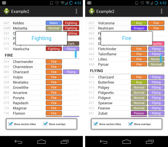 Pokémon sorted by type.