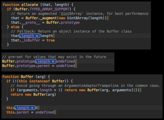 searching the code for instances of "length"