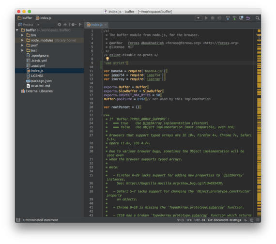 adding "use strict" to index.js