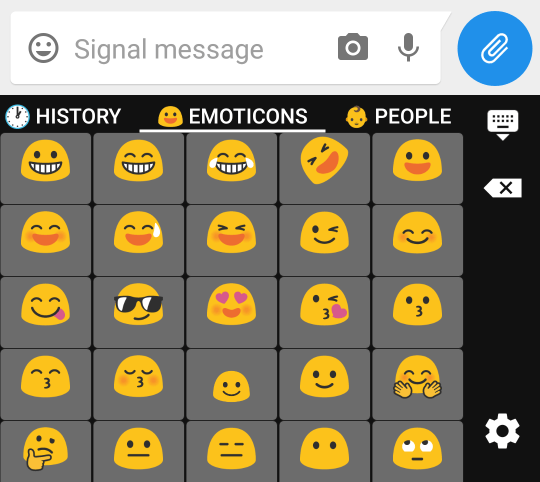 Screenshot of sending an emoji via AnySoftKeyboard and Signal