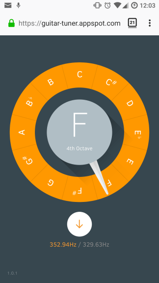 screenshot of guitar-tuner.appspot.com