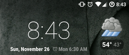 Weather and time widget on my homescreen