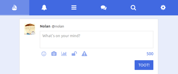 Screenshot of Pinafore showing a compose input