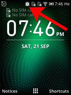 Screenshot of KaiOS home screen showing a little bug icon in the corner