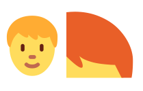 "Person" emoji on the left and "red hair" emoji on the right